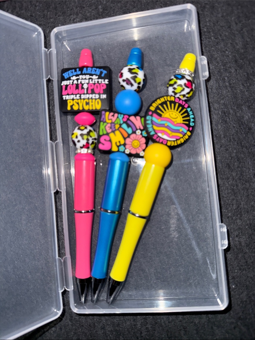 Colorful Novelty Pen Set - Pink Blue Yellow